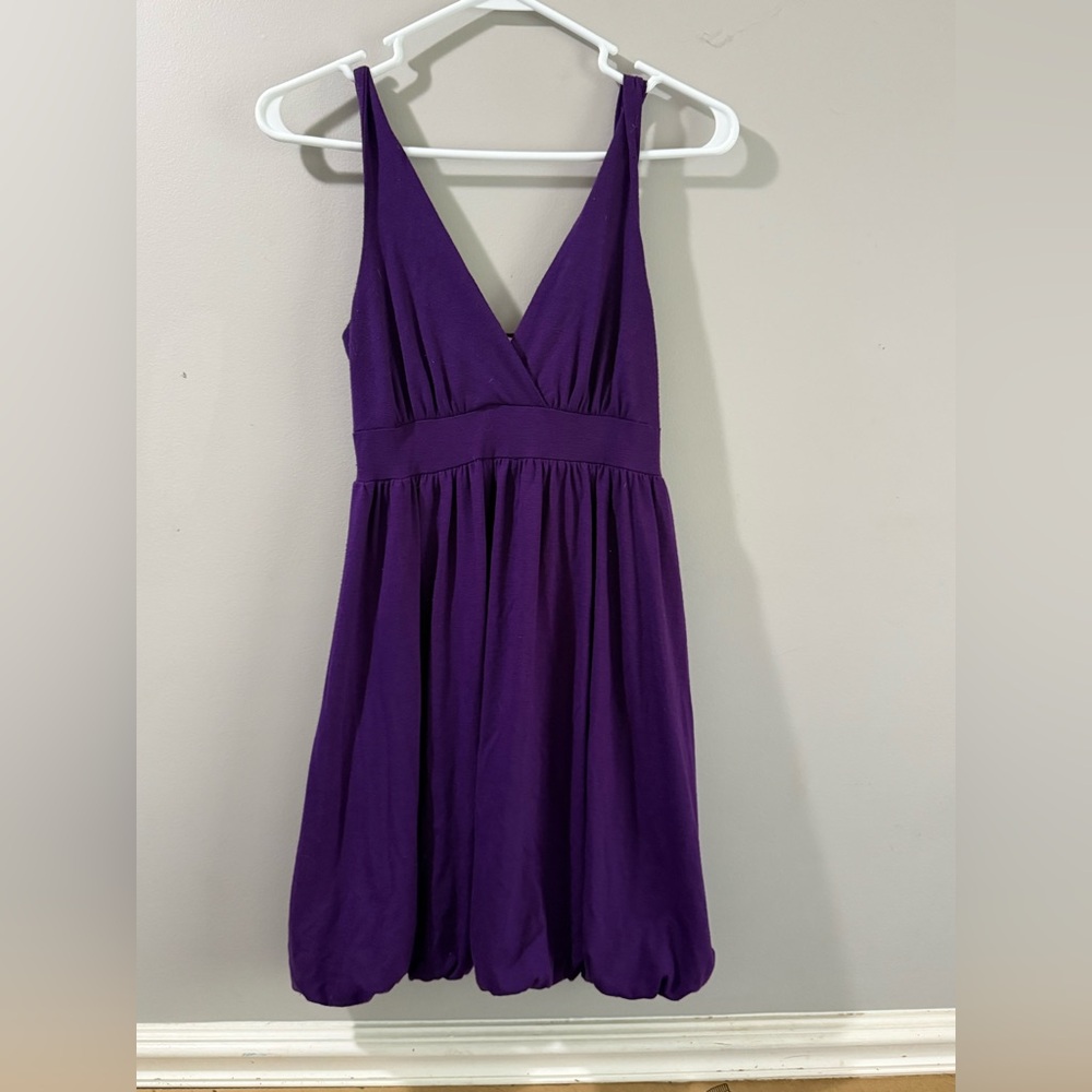 Y2K Charlotte Russe Deep Purple V-Neck Bubble Dress